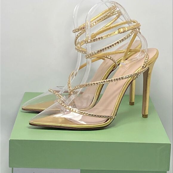 Andrea Wazen Leather & Crystal Pumps size 39.5 - Picture 13 of 16